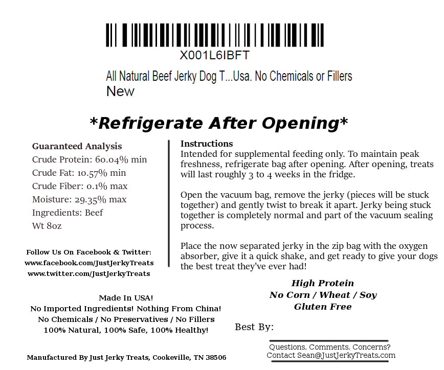 Natural Beef Jerky Dog Treats Made In USA