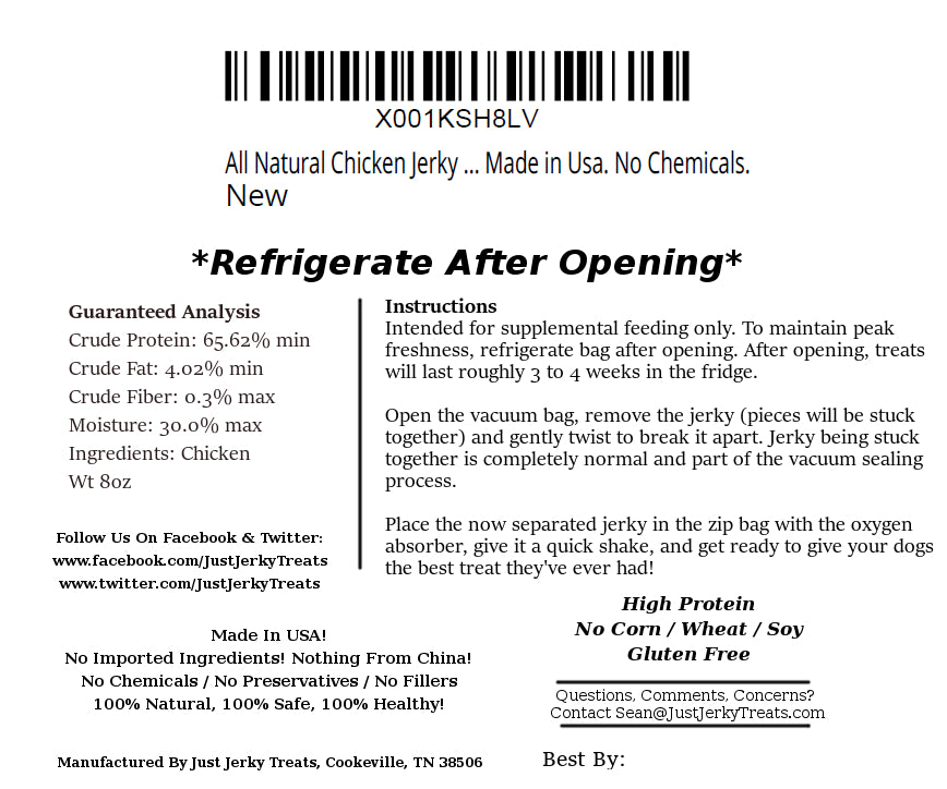 Natural Chicken Jerky Dog Treats Made In USA